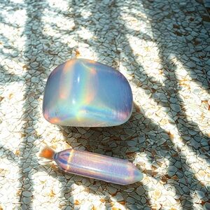 Opalite Crystal Set – Tumbled Palm Stone & Point – 28g Total